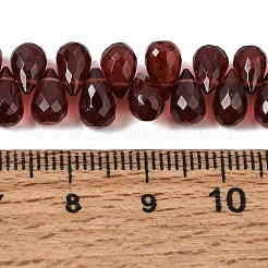 天然石ガーネットビーズ連売り  ティアドロップ  多面カット  トップ掘削  タッセル付き  5mm  穴：0.5mm  約60個/連  11.81''（30センチメートル）&nbsp;GG-NH0010-B01-01