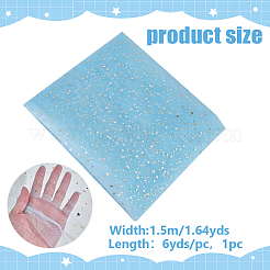 6ヤードの星柄ポリエステルメッシュ生地  diyクラフトアクセサリー用  シアン  1500mm&nbsp;DIY-WH0060-94D
