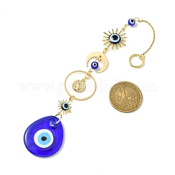 Blue Teardrop with Evil Eye Lampwork Pendant Decorations&nbsp;HJEW-JM01564
