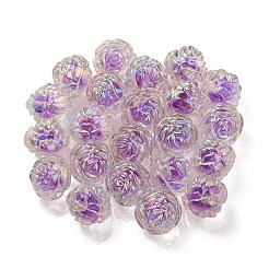 UVメッキレインボー虹色アクリルビーズ  ツートンカラーの二層ビーズ  ローズ  ライラック  15.5x16x15mm  穴：3mm&nbsp;OACR-P010-20H