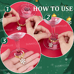 Snowflake Alloy Enamel Wine Glass Charms&nbsp;AJEW-SC00023