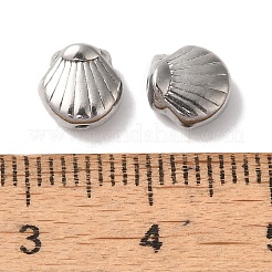 変色しにくい304ステンレススチールビーズ  シェル形状  ステンレス鋼色  7x7x4mm  穴：1mm&nbsp;STAS-I305-157P