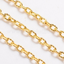 アイアン製アズキチェーン  テクスチャ  溶接されていない  オーバル  金色  3x2x0.5mm&nbsp;X-CH-0.5YHSZ-G