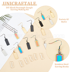 DIY Blank Rectangle Dangle Earring Making Kit&nbsp;DIY-UN0005-40