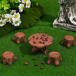 1Set 5Pcs Resin Stump Tables & Chairs Display Decorations&nbsp;DJEW-SP0001-25