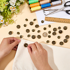 32Pcs 2 Styles 1-Hole Alloy Shank Buttons&nbsp;BUTT-FG0001-65AB