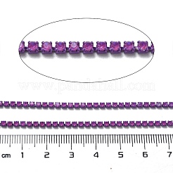 鉄ラインストーンガラスカップチェーン  スプールで  アメジスト  2x2~2.5x2mm  約16.40フィート（5m）/ロール&nbsp;CH-U001-01N