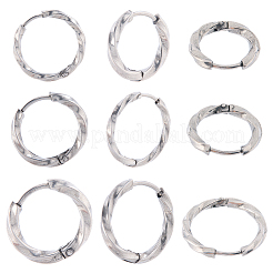 18Pcs 3 Styles 316 Stainless Steel Twist Hoop Earrings&nbsp;EJEW-SC0001-82