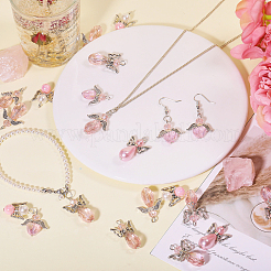 60Pcs 5 Styles Tibetan Style Alloy Butterfly Bead & ABS Plastic Pearl & Glass Pendants&nbsp;PALLOY-CA00015