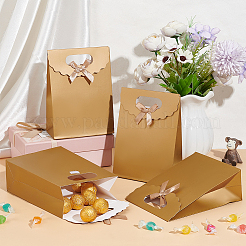 長方形の紙のギフトバッグ  誕生日用のリボンちょう結び装飾キャンディートート  結婚式  ダークチソウ  16.5x12x6cm&nbsp;ABAG-WH0048-08B-02
