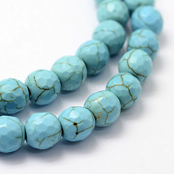 Faceted Synthetical Turquoise Beads Strands&nbsp;G-F382-6mm-01