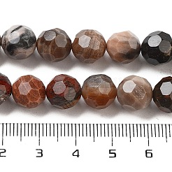 天然石ペトリファイドウッドビーズ連売り  ファセット加工されたフットボール六角形カット  ラウンド  9.5~10mm  穴：1.2mm  約39個/連  15.08インチ（38.3cm）&nbsp;G-C150-B01-02