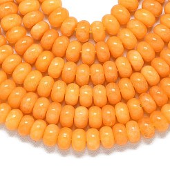 天然石マレーシアジェイドビーズ連売り  染め＆加熱  ロンデル  オレンジ  8~8.5x4.5~5.5mm  穴：0.9~1mm  約74~76個/連  15.08''~15.35''（38.3~39センチメートル）&nbsp;G-B165-G01-5x8mm-11