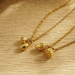 Lotus Pod 304 Stainless Steel Pendant Necklaces for Women&nbsp;TL8108-1