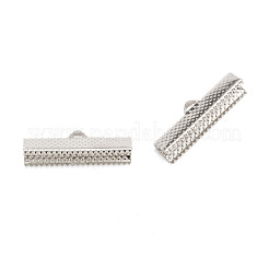 アイアン製カシメリボン止めエンドパーツ  プラチナ  8x25mm  穴：1.6mm&nbsp;X-E182Y