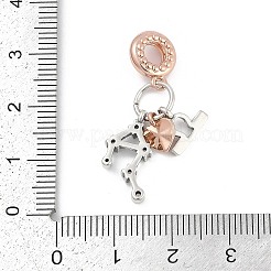 キュービックジルコニアのヨーロッパビーズ付き真鍮ペンダント  十二星座  天秤座  29.5~35.5mm&nbsp;KK-Q015-01I