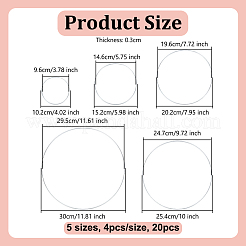 20種類のスタイルのアイアンフープリング5個  DIYマクラメと結び目の材料  プラチナ  102~300x3mm  内径：96~295mm  4個/スタイル&nbsp;IFIN-OC0001-08