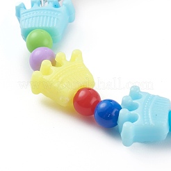 アクリルキッズブレスレット  ストレッチビーズブレスレット  クラウンプラスチックビーズ付き  カラフル  内径：1-3/4インチ（4.3cm）&nbsp;BJEW-JB06116-03