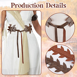 PU Leather Leaf Chain Belts for Women Ladies Dress&nbsp;AJEW-WH20060-15A