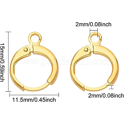 真鍮製のハギーフープピアス  カン付き  ゴールドカラー  15x11.5x2mm  穴：2mm  ピン：1mm  40個/箱&nbsp;KK-BC0005-28G