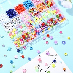 DIY ミックスシェイプ アクリルビーズ ブレスレット 作成キット  ミックスカラー  8~72x0.8~20x0.8~10mm  穴：1~4mm&nbsp;DIY-YW0010-97