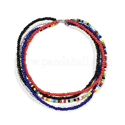 Bohemian Glass Seed Beaded Multi-strand Necklaces for Women&nbsp;NJEW-JN05354-01