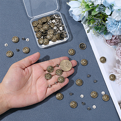 合金コインネジリベット40セット  DIYレザークラフト爪  財布用  バッグ  馬の靴  アンティークブロンズ  15x4.8mm  穴：2.8mm&nbsp;FIND-PH0060-32AB