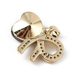 Real 18K Gold Plated Rack Plating Brass Micro Pave Clear Cubic Zirconia Pendants&nbsp;KK-C015-26G-06