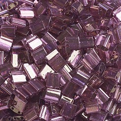 MIYUKIティラビーズ  日本製シードビーズ  2穴  （tl316)ライトアメジストゴールドラスター  5x5x1.9mm  穴：0.8mm  約590個/50g&nbsp;SEED-X0054-TL316