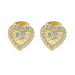 Brass Micro Pave Clear Cubic Zirconia Stud Earrings&nbsp;EJEW-P303-02A-G
