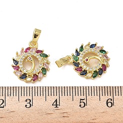 Brass Micro Pave Cubic Zirconia Pendants&nbsp;KK-P334-31G