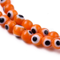 Handmade Evil Eye Lampwork Round Bead Strands&nbsp;X-LAMP-L055-4mm-03
