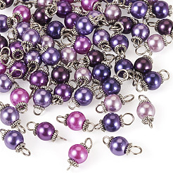 70Pcs 7 Colors Glass Pearl Round Connector Charms&nbsp;PALLOY-TA00267