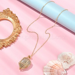 Brass Macrame Pouch Empty Stone Holder for Pendant Necklaces Making&nbsp;NJEW-TA00100-02