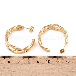 304 Stainless Steel Two-layer C-Shaped Stud Earrings&nbsp;EJEW-P324-11G
