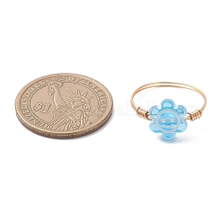 銅線入りアクリル指輪  花  ゴールドカラー  usサイズ9 3/4(19.5mm)&nbsp;RJEW-JR00958-01