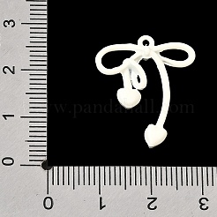 スプレープリント合金ペンダント  ちょう結びのチャーム  フローラルホワイト  24.5x20x3.5mm  穴：1.2mm&nbsp;AL-CBA31C4-04A