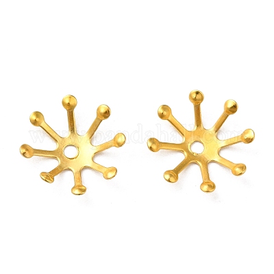 アイアン製ビーズキャップ  マルチ花弁  花  ゴールドカラー  11x3mm  穴：1.5mm&nbsp;IFIN-P016-07G-1