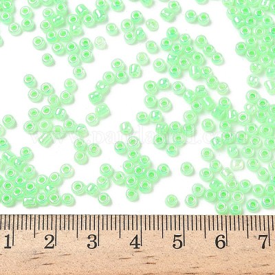 ガラスシードビーズ  セイロン  ラウンド  淡緑色  8/0  3mm  穴：1mm  約10000個/ポンド&nbsp;SEED-A011-3mm-144-1