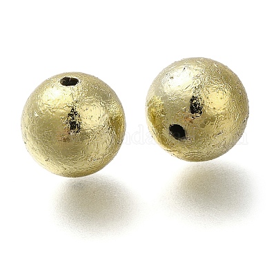 UVメッキ CCB プラスチックビーズ  テクスチャー  ラウンド  シャンパンゴールド  12mm  穴：1.4mm&nbsp;CCB-D008-17G-02-1