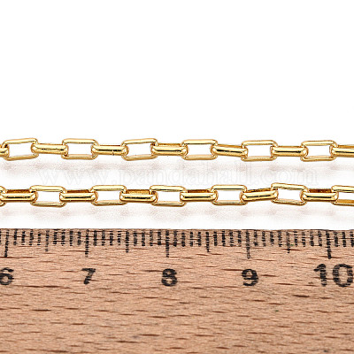 真鍮の長方形のリンク チェーン  ハンダ付け  スプールで  ゴールドカラー  5x3x1mm  約32.81フィート（10m）/ロール&nbsp;CHC-T018-49G-1