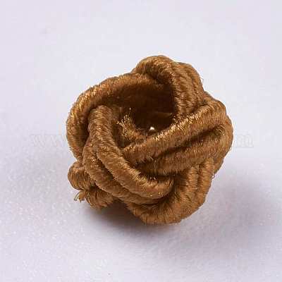 ポリエステルファブリックビーズ  ラウンド  シエナ  6.5x4.5mm  穴：4mm&nbsp;WOVE-K001-A15-1