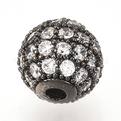 Brass Micro Pave Cubic Zirconia Beads&nbsp;ZIRC-Q013-12mm-142B-1