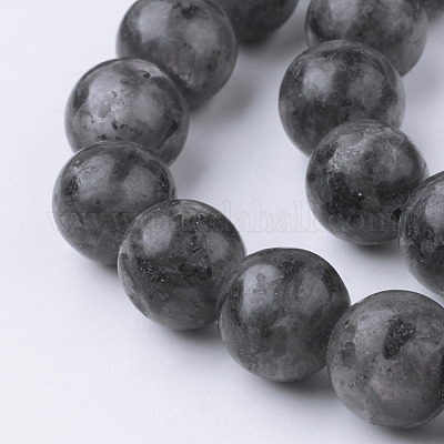 Natural Black Larvikite Bead Strands&nbsp;G-G735-57-12mm-1