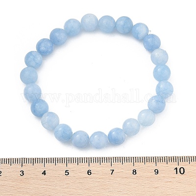 Natural & Dyed White Jade Bead Stretch Bracelets&nbsp;BJEW-K212-B-018-1