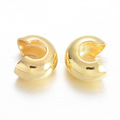真鍮製つぶし玉カバーカシメ玉カバー  ゴールドカラー  直径5mm  穴：3mm&nbsp;KK-F371-76G-1