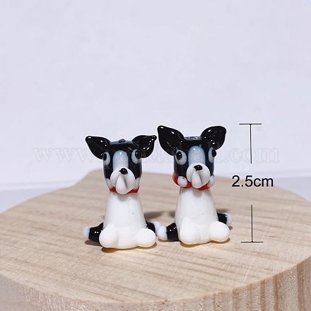 ランプワークビーズ  犬  ホワイト  25mm  穴：2mm&nbsp;PW-WG84549-02-1
