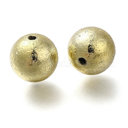 UVメッキ CCB プラスチックビーズ  テクスチャー  ラウンド  シャンパンゴールド  12mm  穴：1.4mm&nbsp;CCB-D008-17G-02-1
