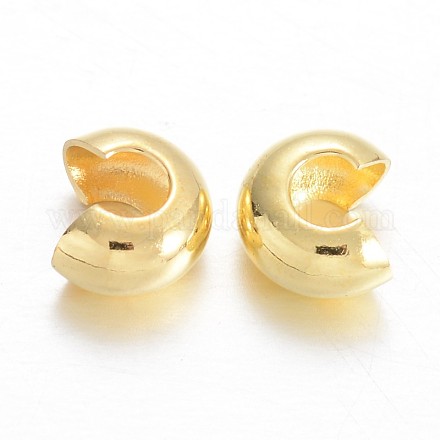 真鍮製つぶし玉カバーカシメ玉カバー  ゴールドカラー  直径5mm  穴：3mm&nbsp;KK-F371-76G-1