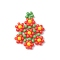 Seed Beads Beaded Charms, Flower Pendants, Red, 23x18x3mm, Hole: 1.5mm